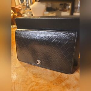 Chanel Embossed Diamond Large Quilted Wallet